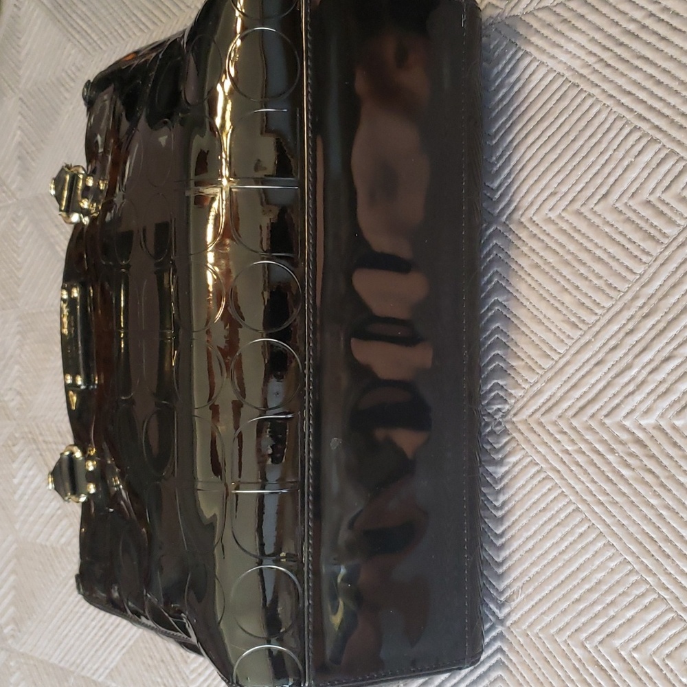 kate spade large embossed black patent leather tote for women - Picture 6 of 12